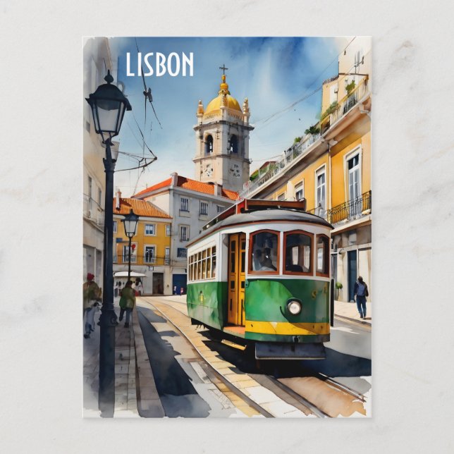 Lisbon watercolor art postcard (Front)