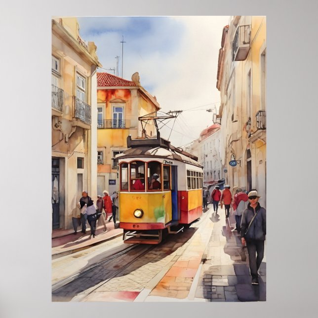 Lisbon watercolor art poster (Front)