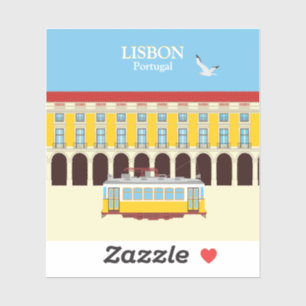 Lisbon yellow tram vintage style