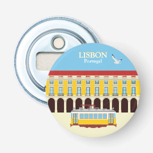 Lisbon yellow tram vintage style bottle opener