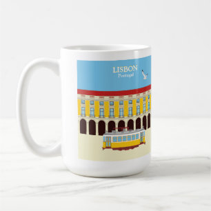 Lisbon yellow tram vintage style      coffee mug