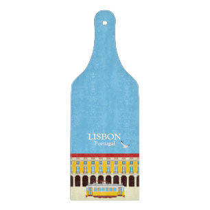 Lisbon yellow tram vintage style    cutting board