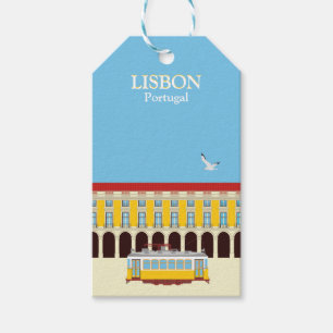 Lisbon yellow tram vintage style  gift tags