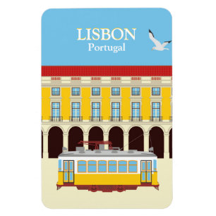 Lisbon yellow tram vintage style  magnet