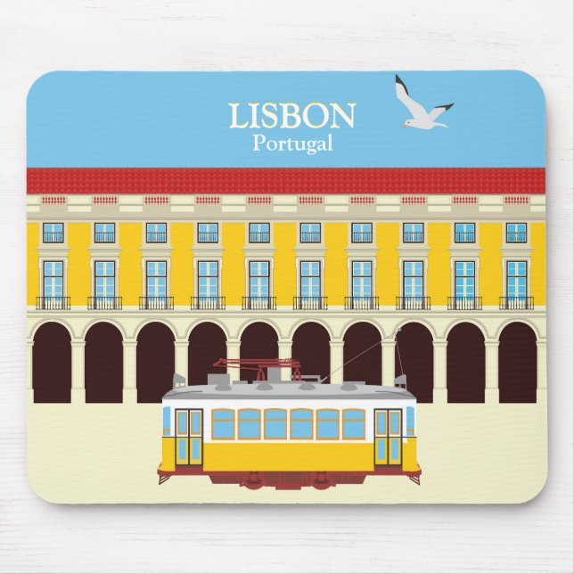 Lisbon yellow tram vintage style    mouse pad (Front)