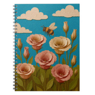 Lisianthus garden with a bumble bee notebook