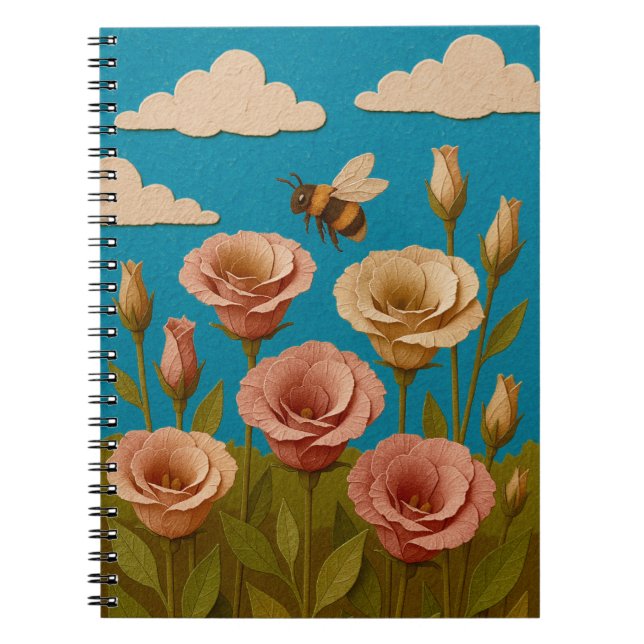 Lisianthus garden with a bumble bee notebook (Front)