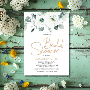 Lisianthus Succulent Ivory Floral Bridal Shower Invitation