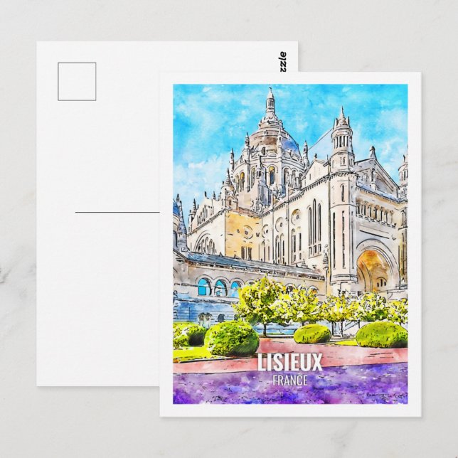 Lisieux France Famous Travel Place Watercolor Postcard (Front/Back)