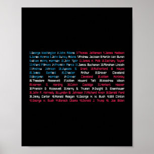 List 46 US Presidents of the United States Fun His Poster