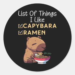 List Of Things I Like Ramen And Capybara Funny Lov Classic Round Sticker