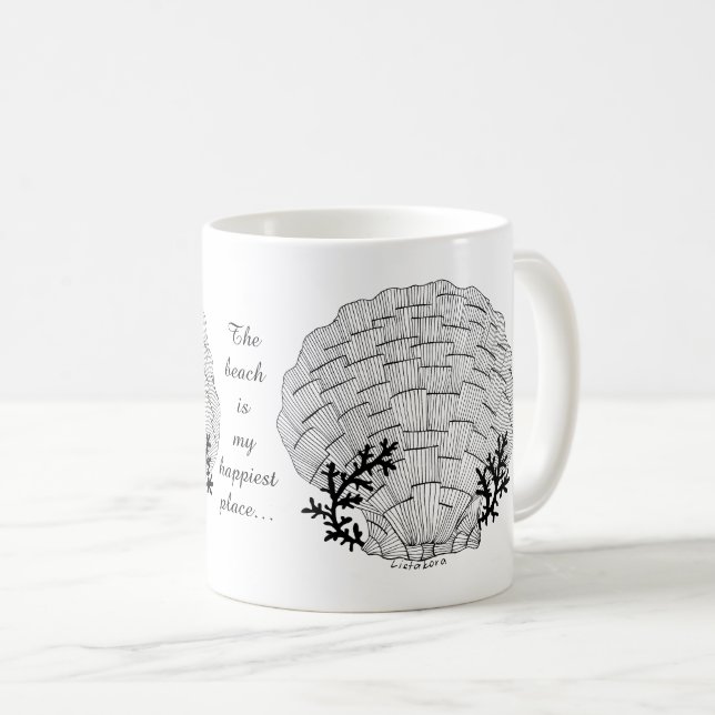 Listakora Seashell Coffee Mug - Customisable (Front Right)