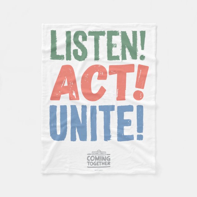 Listen! Act! Unite! Fleece Blanket (Front)