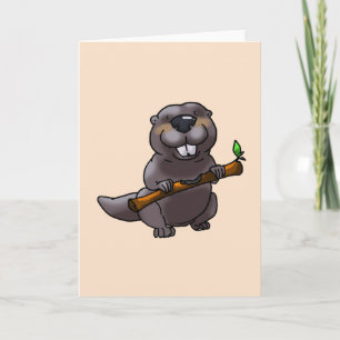 listen beaver cartoon card