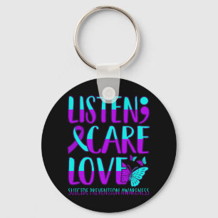 Listen Care Love Happy Suicide Prevention Awarenes Key Ring