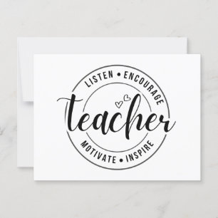"Listen, Encourage, Motivate, Inspire" Teacher Gra Postcard