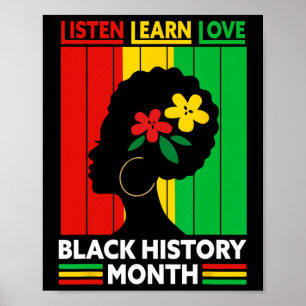 Listen Learn Love Black History Month African Amer Poster