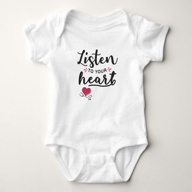 Listen to your heart stethoscope baby bodysuit (Front)