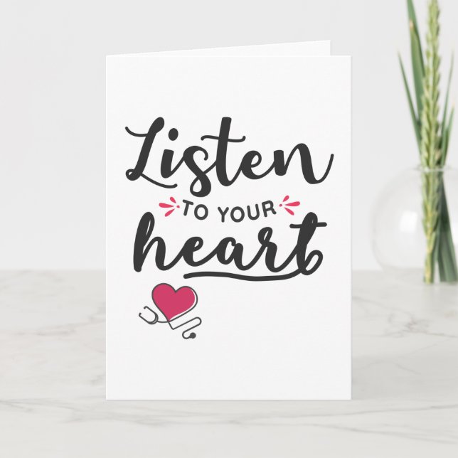 Listen to your heart stethoscope card (Front)