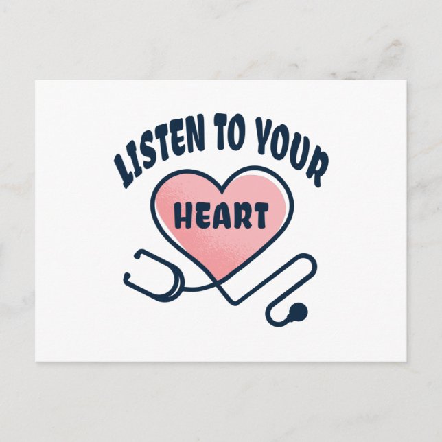 Listen to your heart stethoscope postcard (Front)