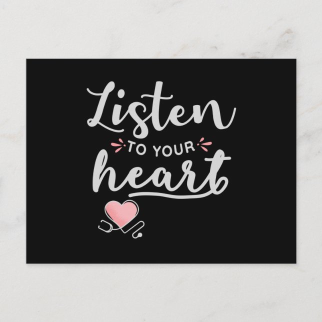 Listen to your heart stethoscope postcard (Front)