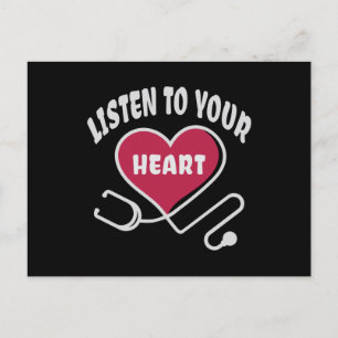 Listen to your heart stethoscope postcard