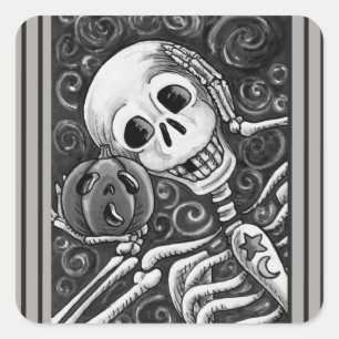 LISTEN TO YOUR PUMPKIN, HALLOWEEN SKELETON STICKER