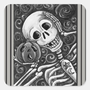 LISTEN TO YOUR PUMPKIN, HALLOWEEN SKELETON STICKER