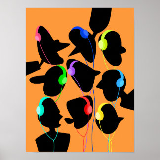 Listening to Music Poster