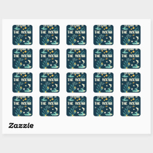 Listening To The Ocean, Earth Day, Square Sticker