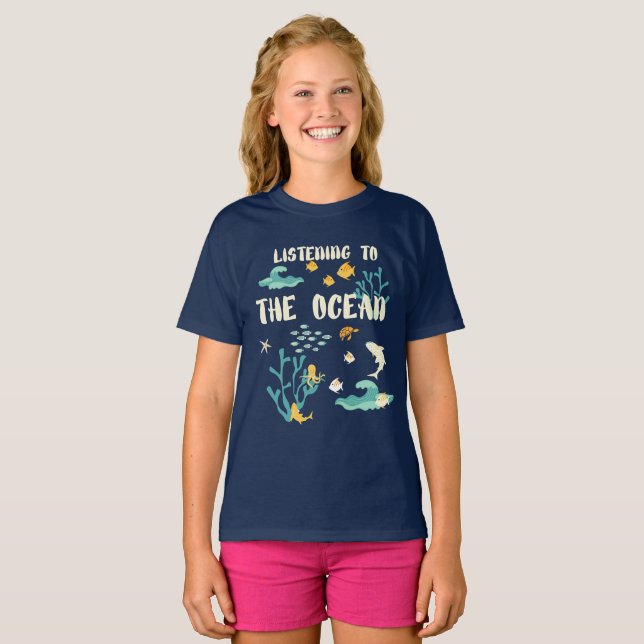 Listening To The Ocean, Earth Day,  T-Shirt (Front Full)