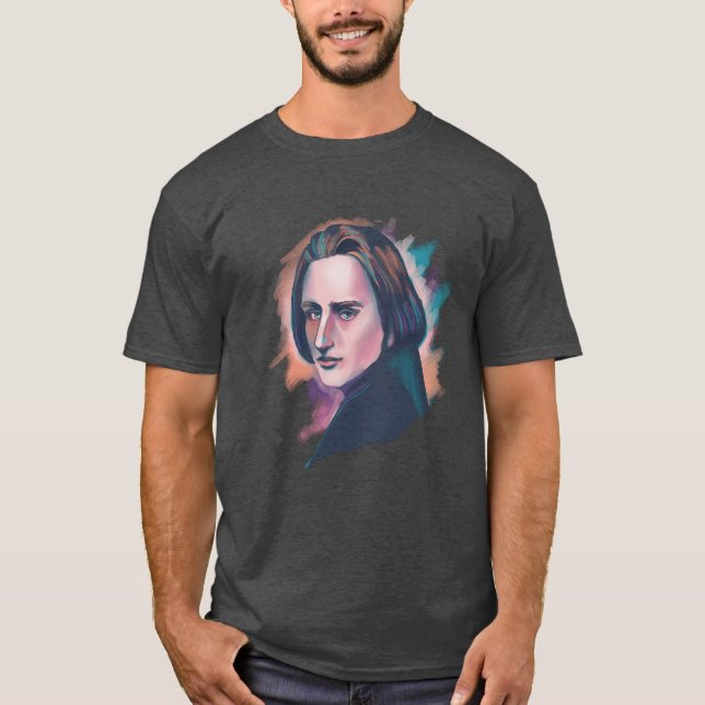 Liszt Colorful Watercolor Portrait T-Shirt (Front)
