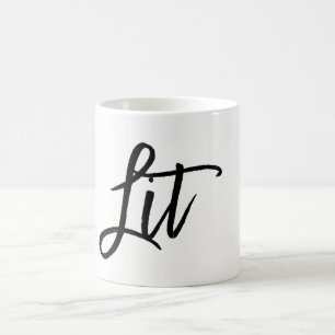 Lit Black Modern Script Trendy Custom Coffee Mug