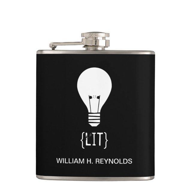 {LIT} Bridal Party Lit Lightbulb Flask (black) (Front)