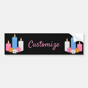 Lit Candle Flowers Thunder_Cove Bumper Sticker