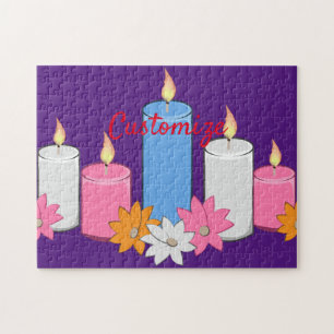 Lit Candle Flowers Thunder_Cove Jigsaw Puzzle