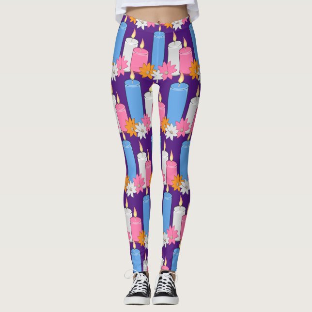 Lit Candle Flowers Thunder_Cove Leggings (Front)