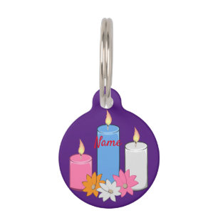 Lit Candle Flowers Thunder_Cove Pet Tag