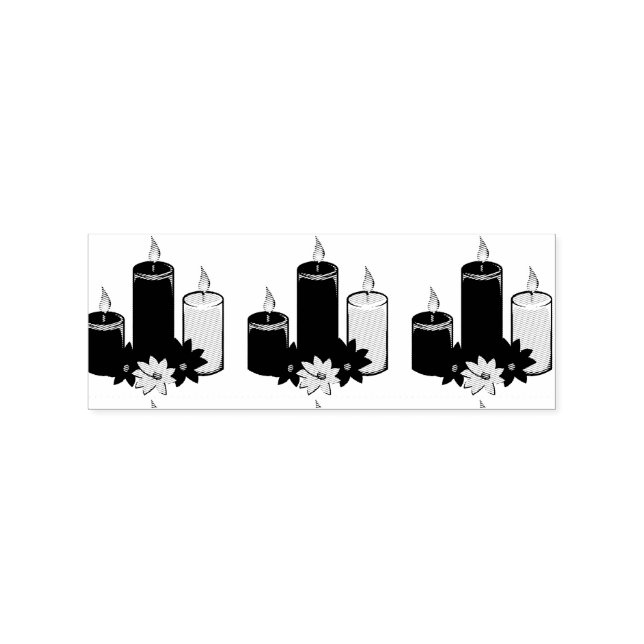 Lit Candle Flowers Thunder_Cove Rubber Stamp (Imprint)