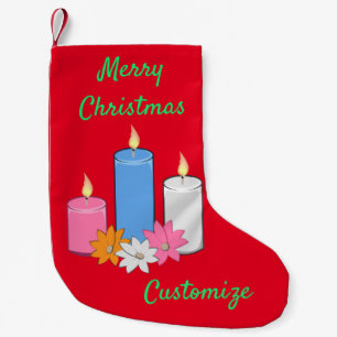 Lit Candle Flowers Thunder_Cove Small Christmas Stocking