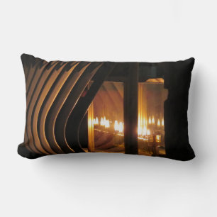 Lit Chanukah Candles Viewed Through a Window Lumbar Cushion