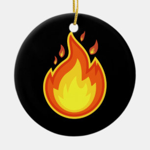 Lit Fire Flame Hot Burning Beach Women Men Adults Ceramic Ornament