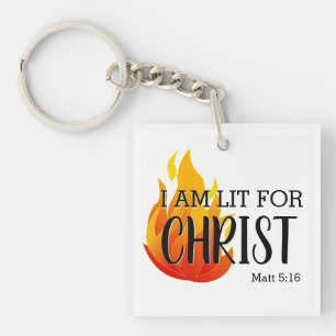 LIT FOR CHRIST Christian Key Ring