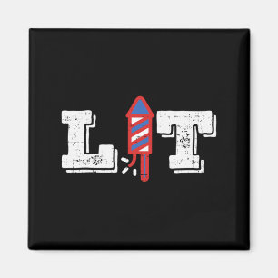 Lit Funny Fireworks 4th Of July Party Aamerican Magnet