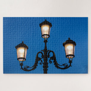 Lit Lamp At Night, Venice Jigsaw Puzzle