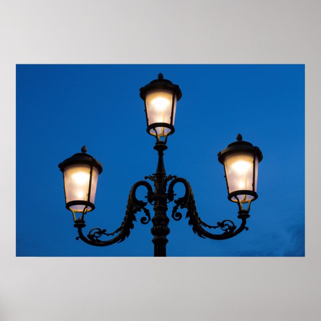 Lit Lamp At Night, Venice Poster (Front)