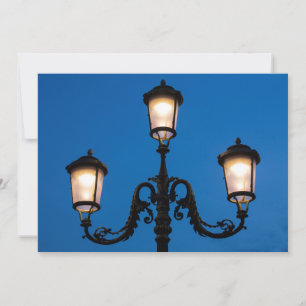 Lit Lamp At Night, Venice Thank You Card