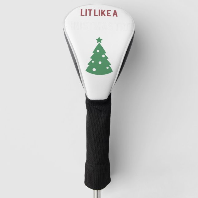 lit like a christmas tree green tree christmas golf head cover (Front)