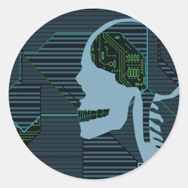 lit logicskull classic round sticker (Front)