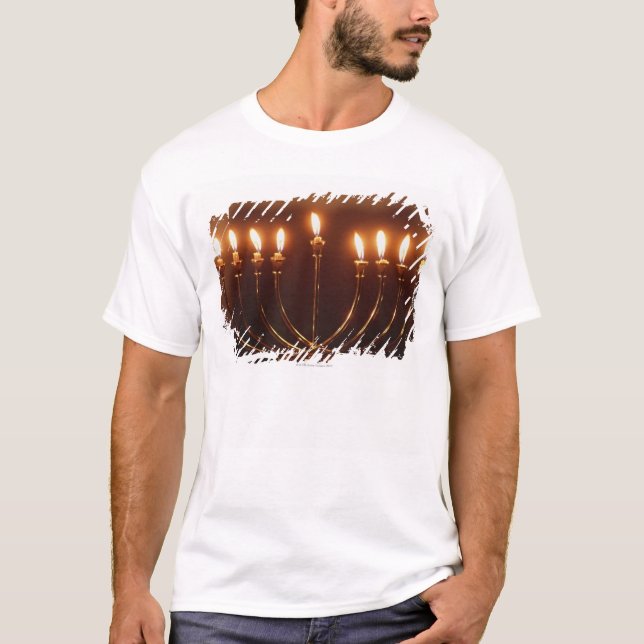 Lit menorah, Israel T-Shirt (Front)